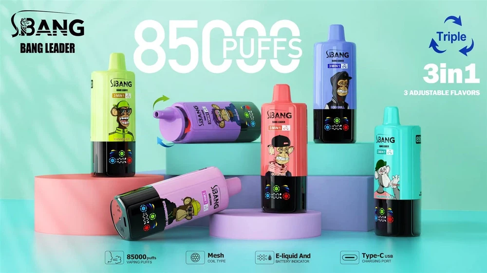 Bang Leader 85K Puffs 3-in-1 disposable vape – 85,000 puffs, triple flavor switching, 850mAh battery, Type-C charging