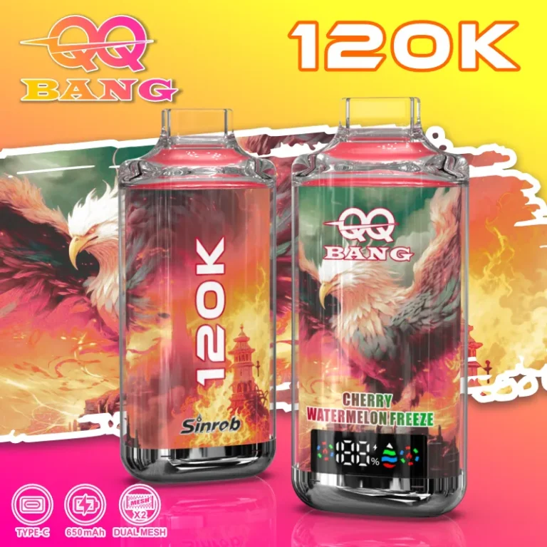 QQ BANG 120K Puffs – jednorazová elektronická cigareta s LED displejom a krištáľovým dizajnom